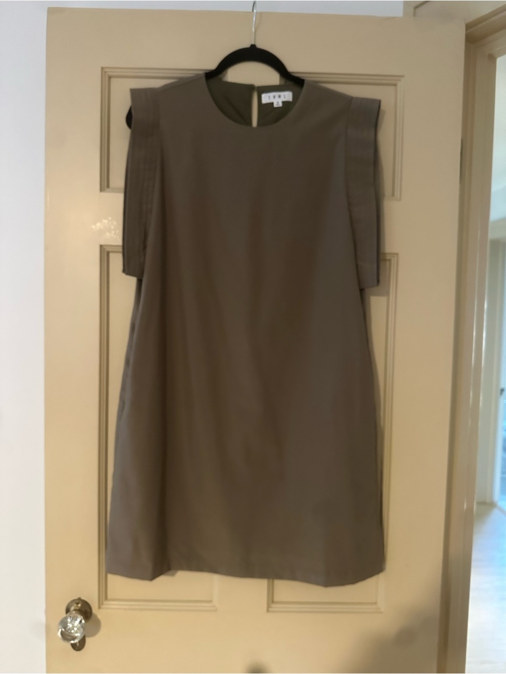 THML Sleeveless Shift Dress in Olive Green Brown